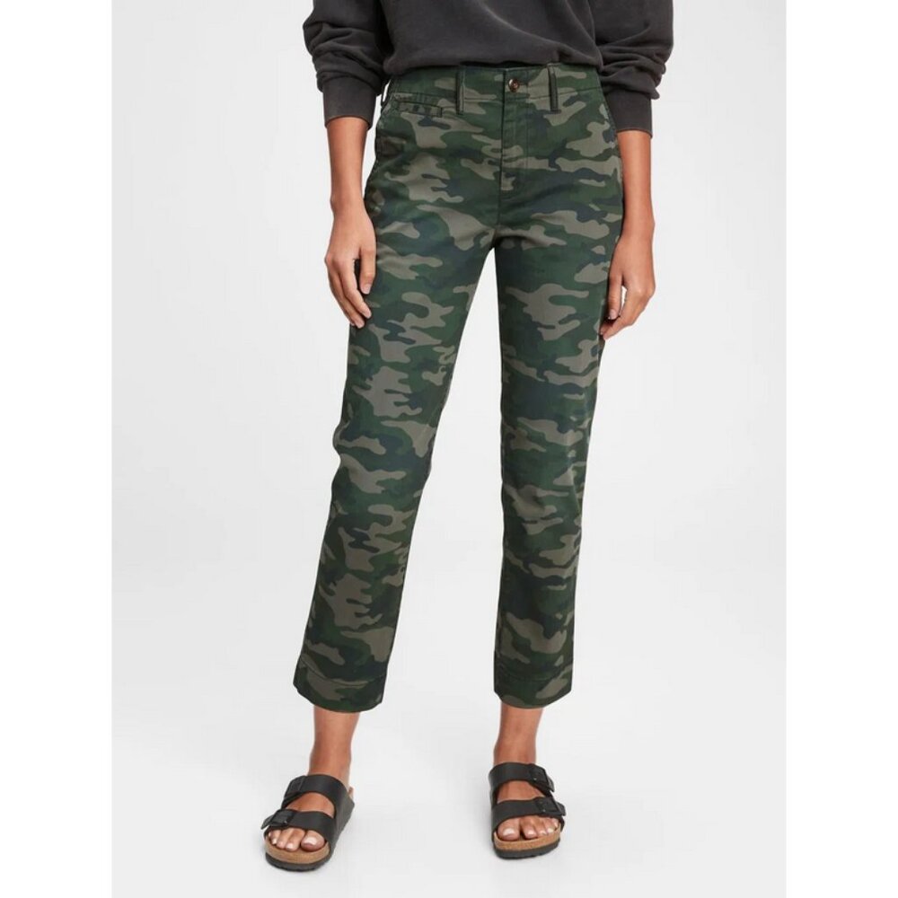GAP Sz. 4 NWT Olive Camo High Rise Straight Pants